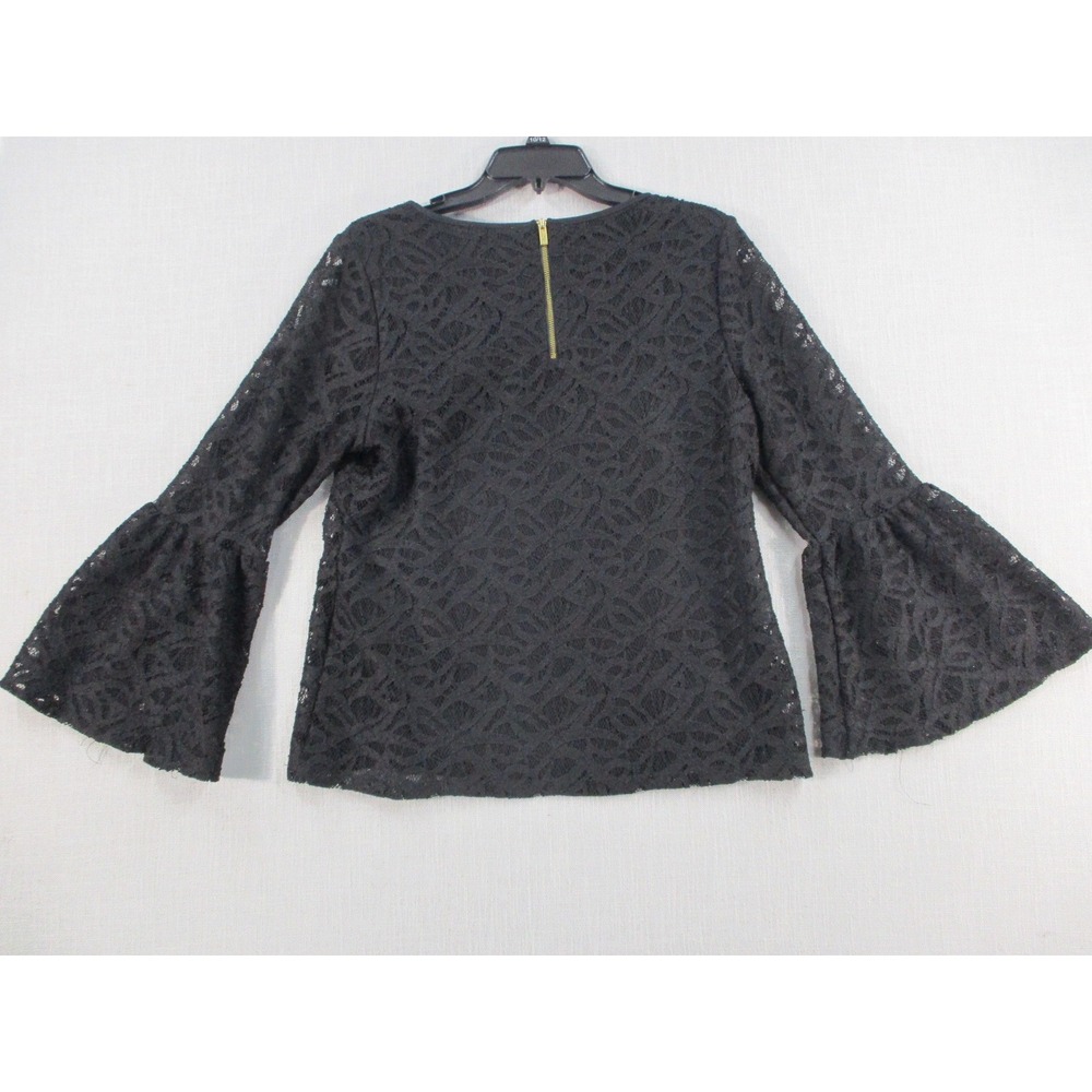 Calvin Klein Womens Black Lace Bell Sleeve Top Blouse M7DHP852 Size Medium - Picture 7 of 10